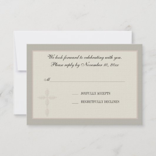 クロスウォーターマーク宗教用返信カード 招待状 (正面)
