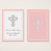 クロスエレガントインピンクメッセージカードカード (正面&裏面)