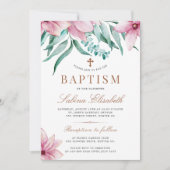 クロスエレガントウォーター色フローラ洗礼の招待 招待状 (正面)