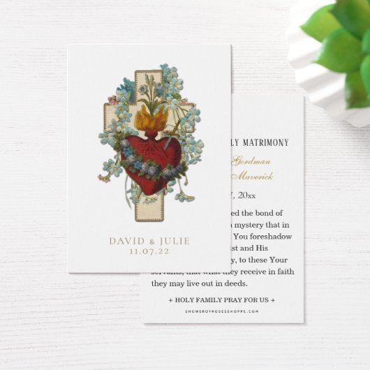 クロスエレガントカソリッ結婚クの祈りの言葉カード (デスク)