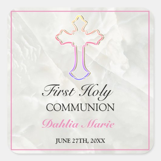 クロスエレガントガールズファースト聖餐式 スクエアシール (正面)