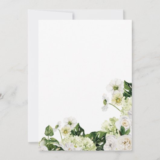 クロスエレガントバプテスマを持つ白いフローラの緑 招待状 (裏面)