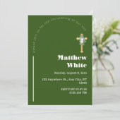 クロスエレガントバプテスマ招待状 モダン | ミニマル 招待状 (スタンド正面)