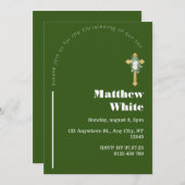 クロスエレガントバプテスマ招待状 モダン | ミニマル 招待状 (正面/裏面)