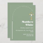 クロスエレガントバプテスマ招待状 モダン | ミニマル 招待状 (正面/裏面)