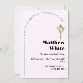 クロスエレガントバプテスマ招待状 モダン | ミニマル 招待状