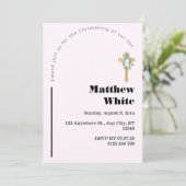 クロスエレガントバプテスマ招待状 モダン | ミニマル 招待状 (スタンド正面)