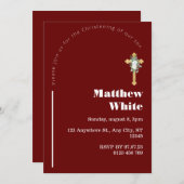 クロスエレガントバプテスマ招待状 モダン | ミニマル 招待状 (正面/裏面)