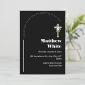 クロスエレガントバプテスマ招待状 モダン | ミニマル 招待状 (スタンド正面)