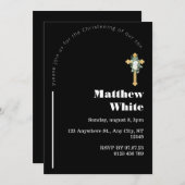 クロスエレガントバプテスマ招待状 モダン | ミニマル 招待状 (正面/裏面)