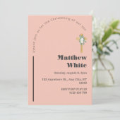 クロスエレガントバプテスマ招待状 モダン | ミニマル 招待状 (スタンド正面)