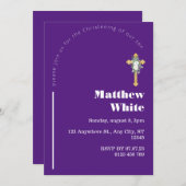 クロスエレガントバプテスマ招待状 モダン | ミニマル 招待状 (正面/裏面)