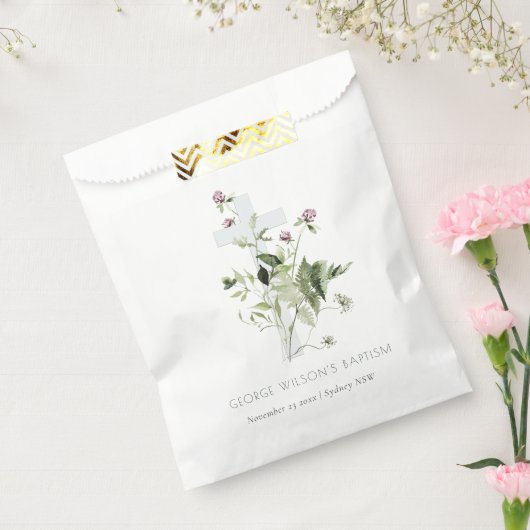 クロスエレガントパープルワイルドフラワーフローラバプテスマ フェイバーバッグ (封をした状態)