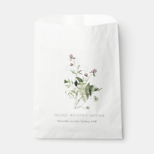 クロスエレガントパープルワイルドフラワーフローラバプテスマ フェイバーバッグ (正面)