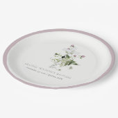 クロスエレガントパープルワイルドフラワーフローラバプテスマ ペーパープレート (アングル)