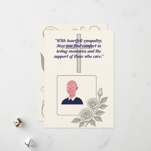 クロスエレガントフレームとフォトフレーム付き弔意カード シーズンカード (正面/裏面インサイチュ)