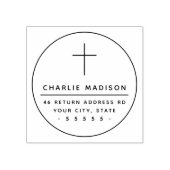 クロスエレガントラウンドフレームのキリスト教差出人住所 ラバースタンプ (インプリント)