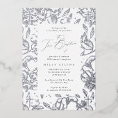 クロスエレガント書道フローラシルバーバプテスマ 箔招待状 (正面)