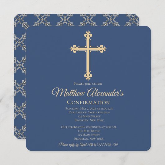 クロスエレガント確認招待状 招待状 (正面/裏面)