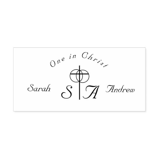 クロスエレガント&リングや輪ズ結婚モノグラム セルフインキングスタンプ (デザイン)