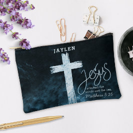 クロスオンウォーターダークブルー聖なる書物、 経典 パーソナライズされた アクセサリーポーチ