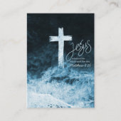 クロスオンウォーター濃い青ブックマークバイブル聖なる書物、 経典 アドバイスカード (正面)