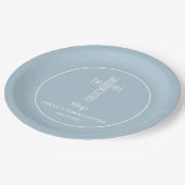 クロスオンスチールブルーコミューニオンバプテスマ《キリスト教》洗礼式や命名式 ペーパープレート (アングル)