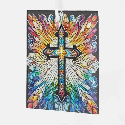 クロスオンファイアステンドグラスデザインサンキャッチャー ガラスオーナメント (正面左)