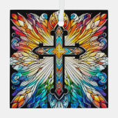 クロスオンファイアステンドグラスデザインサンキャッチャー ガラスオーナメント (裏面)