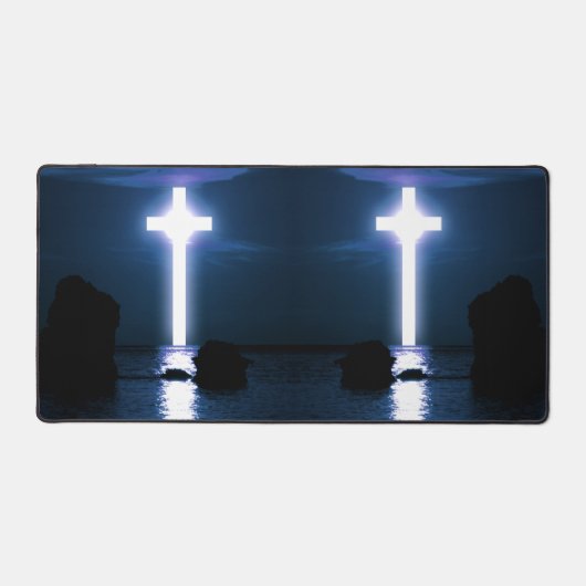 クロスオーバーウォーター夕べサンセット芸術的写真 デスクマット (正面)