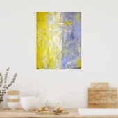 「クロスオーバー」グレーと黄色の抽象芸術アート ポスター (キッチン)