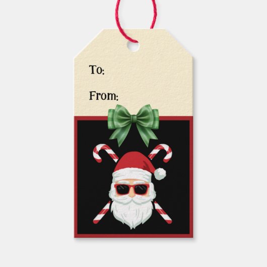 クロスカスタムカネス・クリスマスグリーティング付きサンタ ギフトタグ (正面)