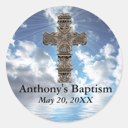 クロスカスタムステッカー付きバプテ感動的ィス ラウンドシール (正面)