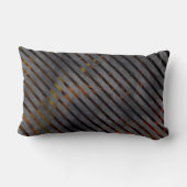 クロスカットストライプの灰色のリボン？金ゴールド赤 ランバークッション (裏面)