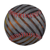 クロスカットストライプの灰色のリボン？金ゴールド赤 野球ボール (裏面)