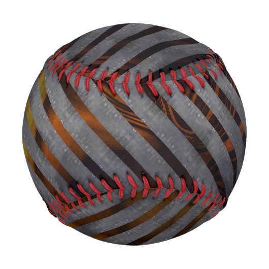 クロスカットストライプの灰色のリボン？金ゴールド赤 野球ボール (正面)