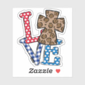 クロスカラフル付きの「愛」 シール (シート)