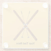 クロスカントリーのスキーとポール ガラスコースター (裏面)