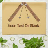 クロスカントリーのスキーとポール キッチンタオル (折り畳み)