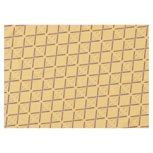 クロスカントリーのスキーとポール テーブルクロス (正面(横))