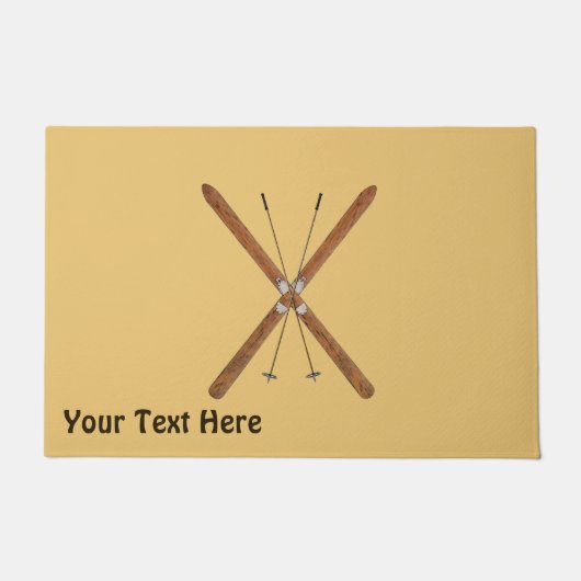 クロスカントリーのスキーとポール ドアマット (正面)