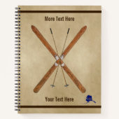 クロスカントリーのスキーとポール ノートブック (正面)