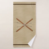 クロスカントリーのスキーとポール バスタオル (バスタオル)