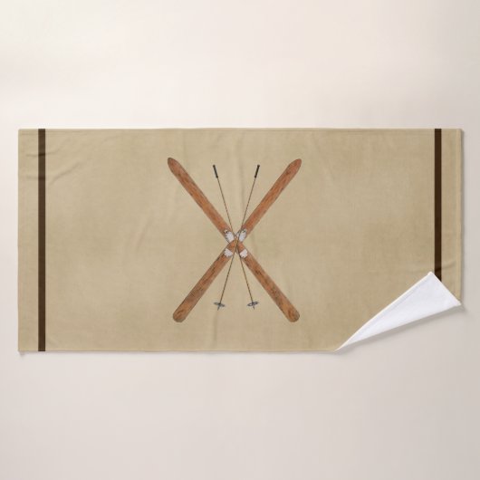 クロスカントリーのスキーとポール バスタオル (バスタオル)