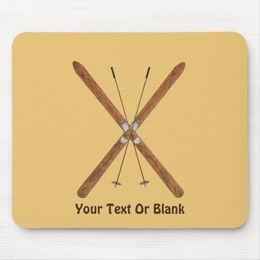 クロスカントリーのスキーとポール マウスパッド (正面)