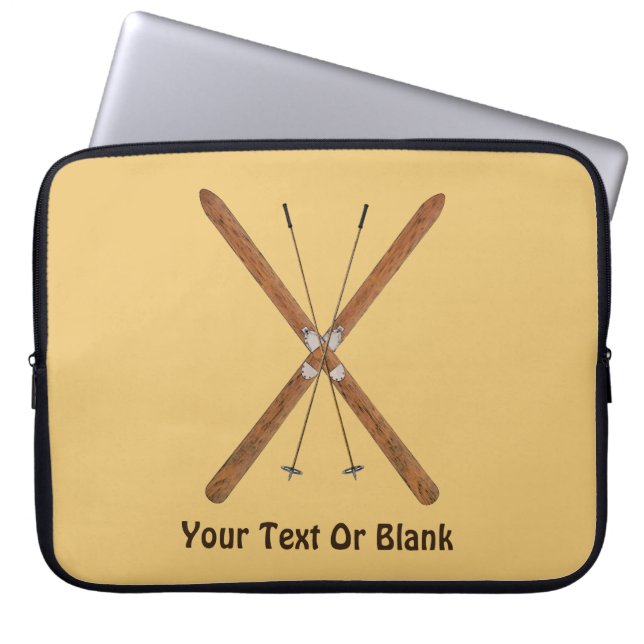 クロスカントリーのスキーとポール ラップトップスリーブ (正面)