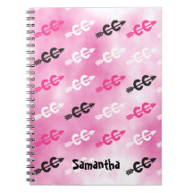 クロスカントリーシンボルのパーソナライズPINKノートブック