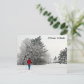 クロスカントリースキーを楽霜の降りたしむ ポストカード (スタンド正面)