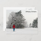 クロスカントリースキーを楽霜の降りたしむ ポストカード (正面/裏面)