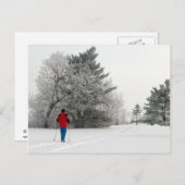 クロスカントリースキーを楽霜の降りたしむ ポストカード (正面/裏面)